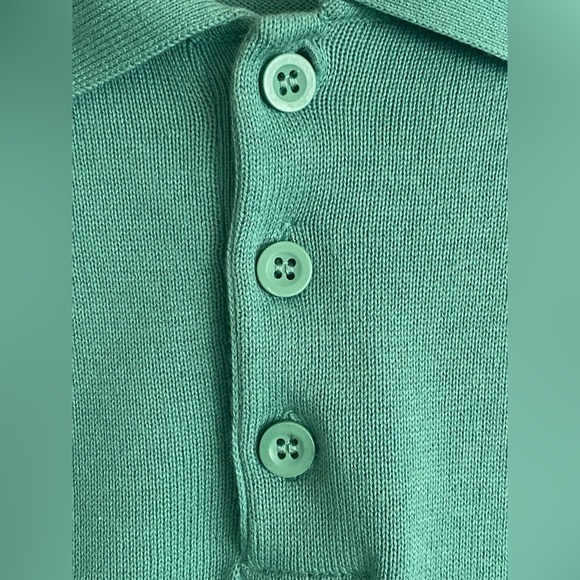 ZARA Structured Knit Long Sleeve Polo Men’s Size XL Green Business Casual NWOT - Picture 7 of 11